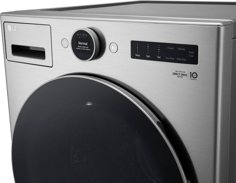 LG 4.5 cu. ft. Stackable SMART Front Load Washer in Graphite Steel with TurboWash 360 and Allergiene Steam Cleaning