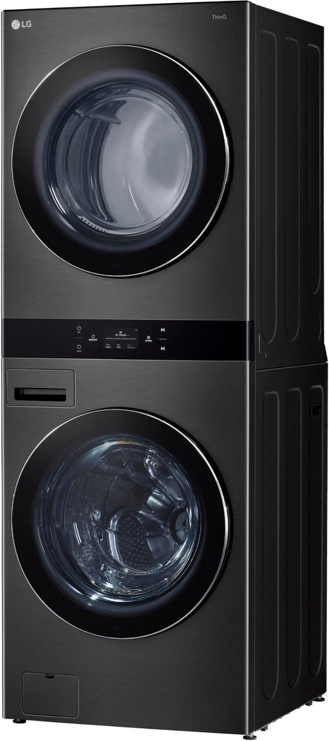 LG WashTower Stacked SMART 5.0 Cu.Ft. Front Load Washer & 7.4 Cu.Ft. Electric Dryer w/ Steam