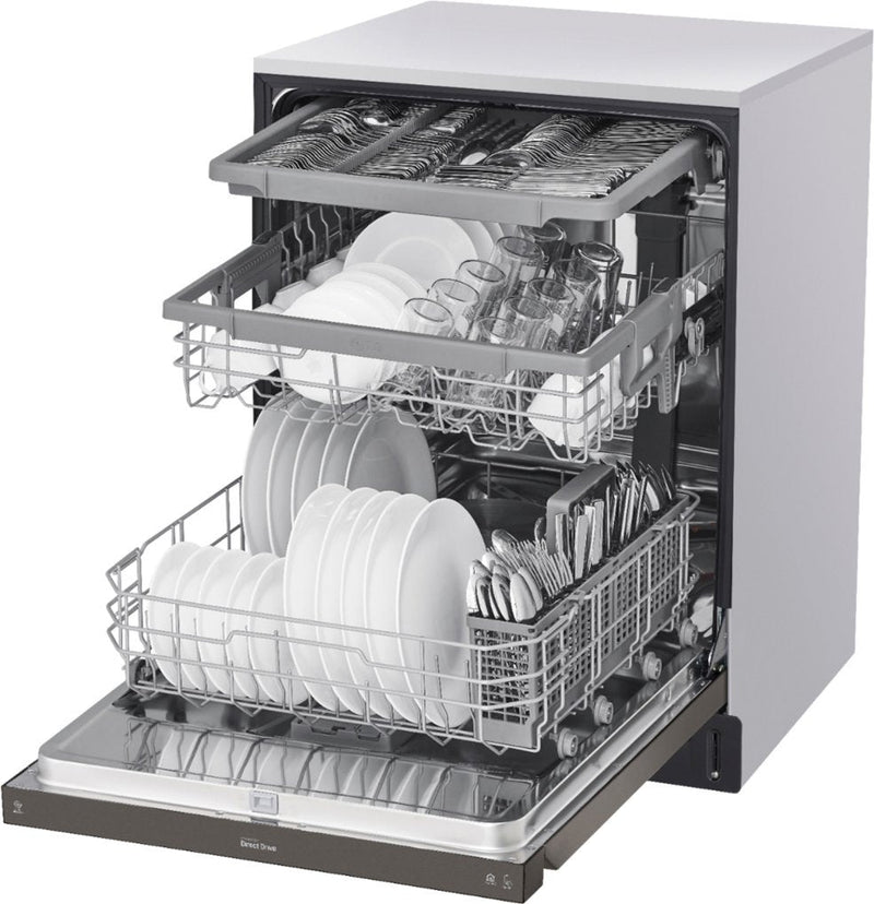 LG 24 in. Front Control Dishwasher in PrintProof Black Stainless Steel