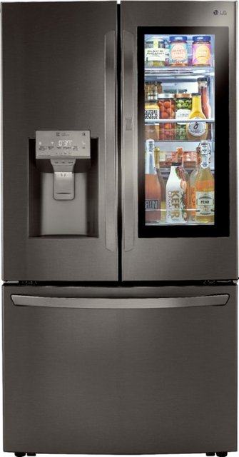 LG - 29.7 Cu. Ft. French Door-in-Door Smart Refrigerator with Craft Ice and InstaView - Black stainless steel