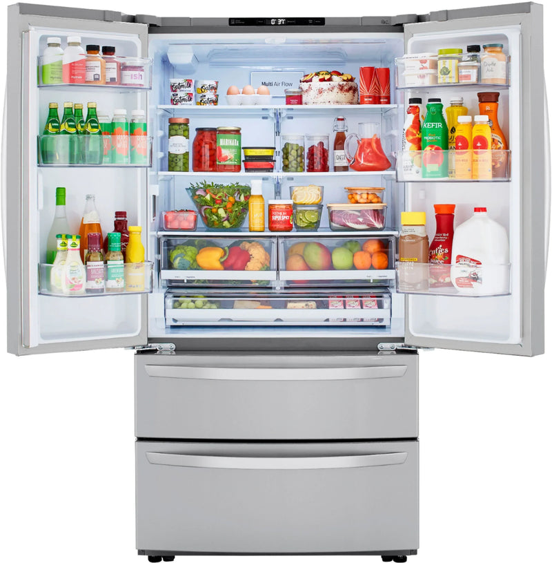 23 Cu. Ft. 4-Door French Door Counter-Depth Refrigerator with Double Freezer and Internal Water Dispenser - Stainless steel