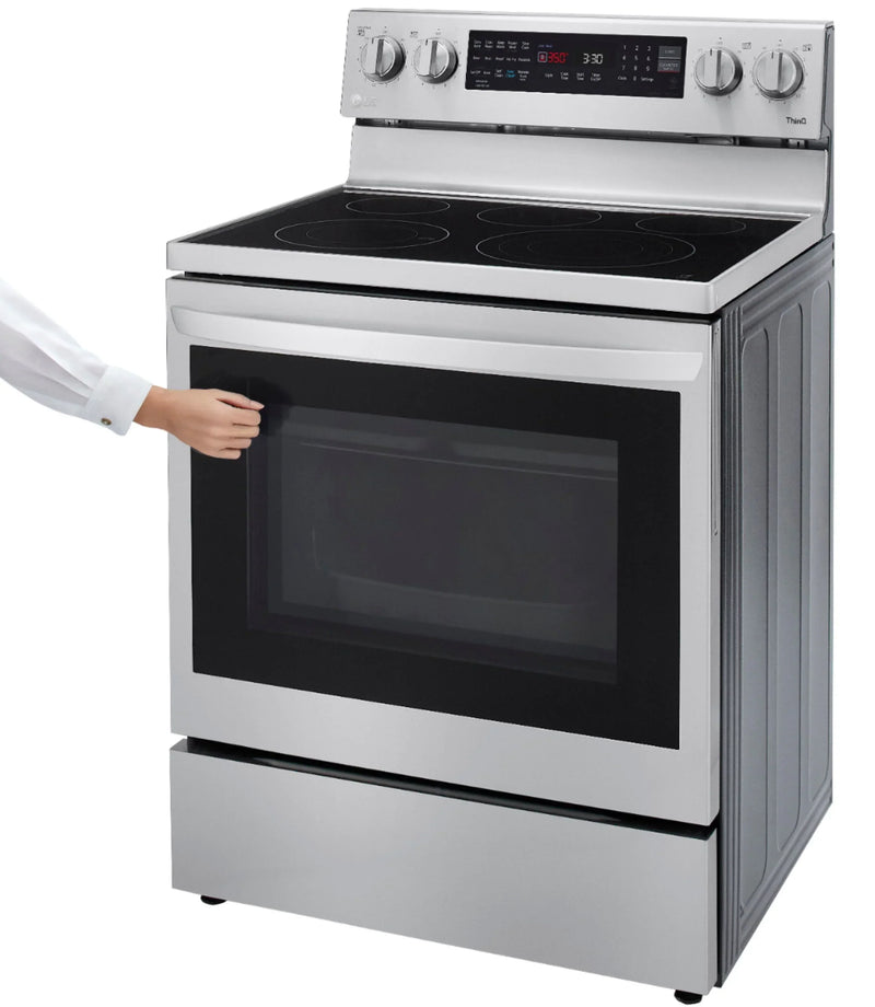 6.3 Cu. Ft. Smart Freestanding Electric Convection Range with EasyClean, Air Fry and InstaView WideView Window - Stainless steel