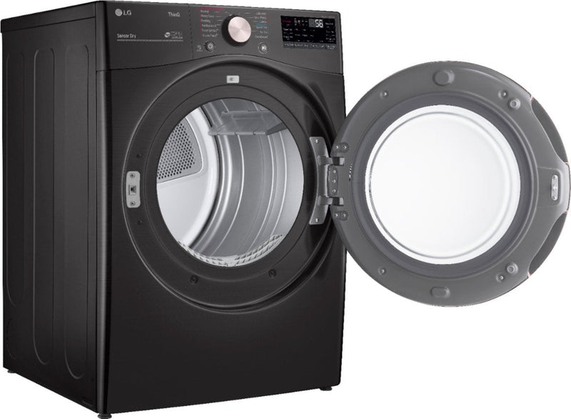 Clearance - LG - 4.5 Cu. Ft. High-Efficiency Stackable Smart Front Load Washer with Steam and Built-In Intelligence and 7.4 Cu. Ft. Stackable Smart Gas Dryer with Steam and Built-In Intelligence - Black Steel