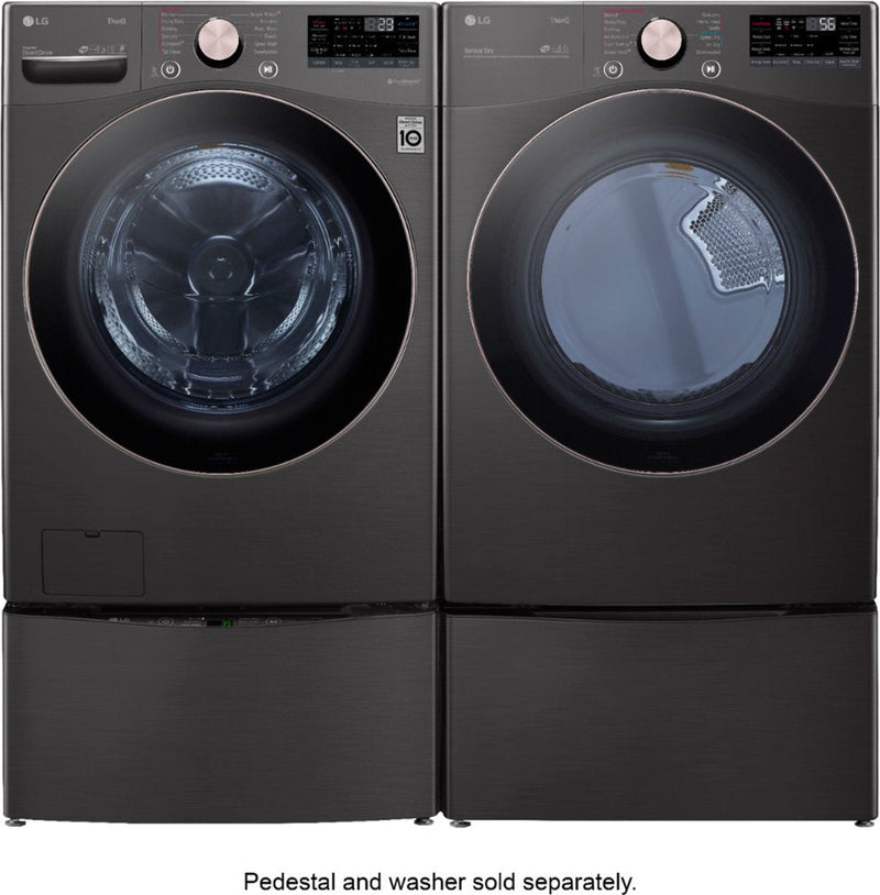 Clearance - LG - 4.5 Cu. Ft. High-Efficiency Stackable Smart Front Load Washer with Steam and Built-In Intelligence and 7.4 Cu. Ft. Stackable Smart Gas Dryer with Steam and Built-In Intelligence - Black Steel