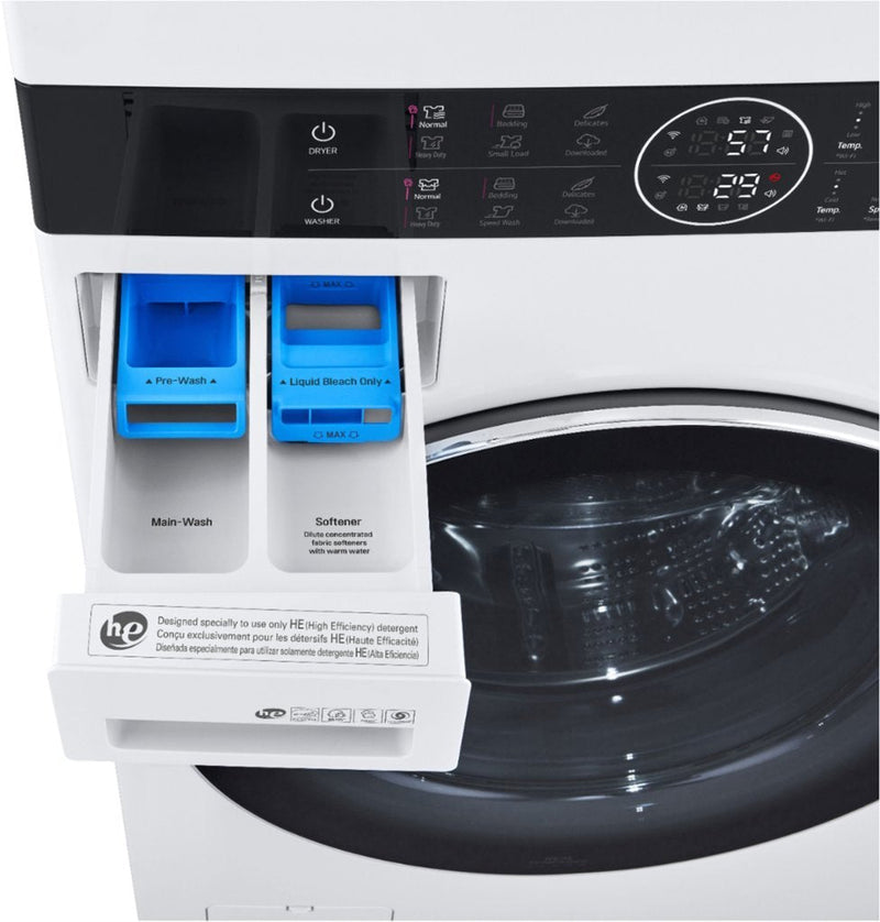 4.5 Cu. Ft. HE Smart Front Load Washer and 7.4 Cu. Ft. Gas Dryer WashTower with Steam and Built-In Intelligence - Black steel