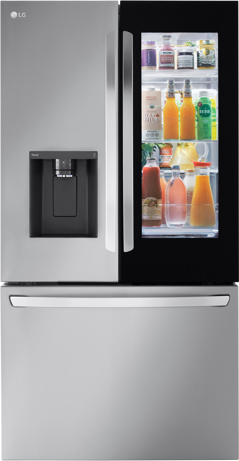 LG - 26 Cu. Ft. French Door Counter-Depth Smart Refrigerator with InstaView - Stainless steel