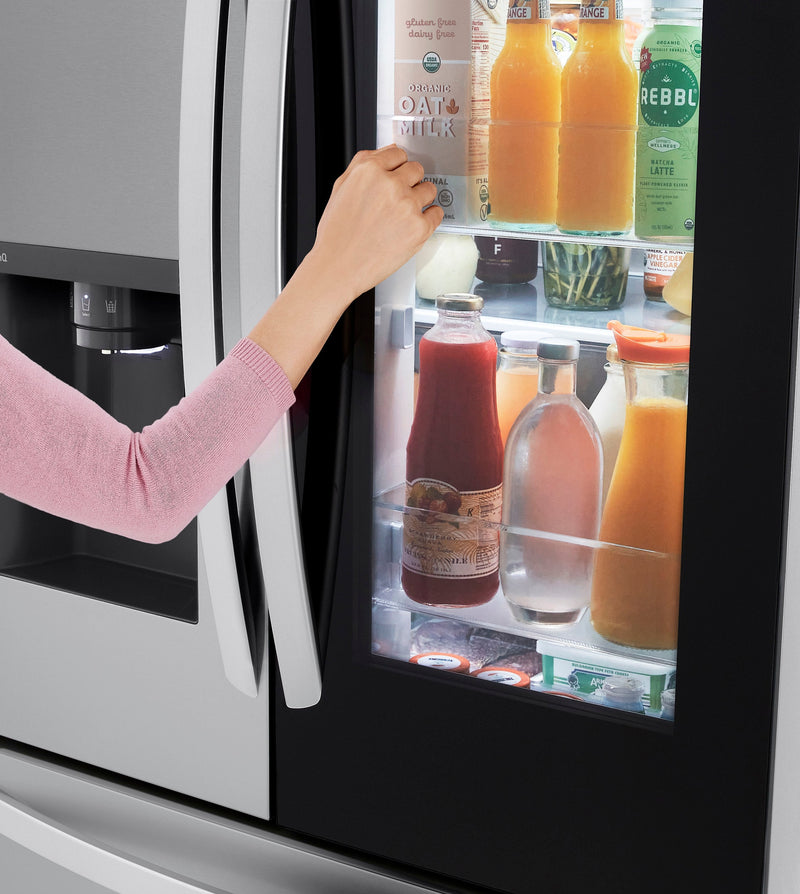 LG - 26 Cu. Ft. French Door Counter-Depth Smart Refrigerator with InstaView - Stainless steel