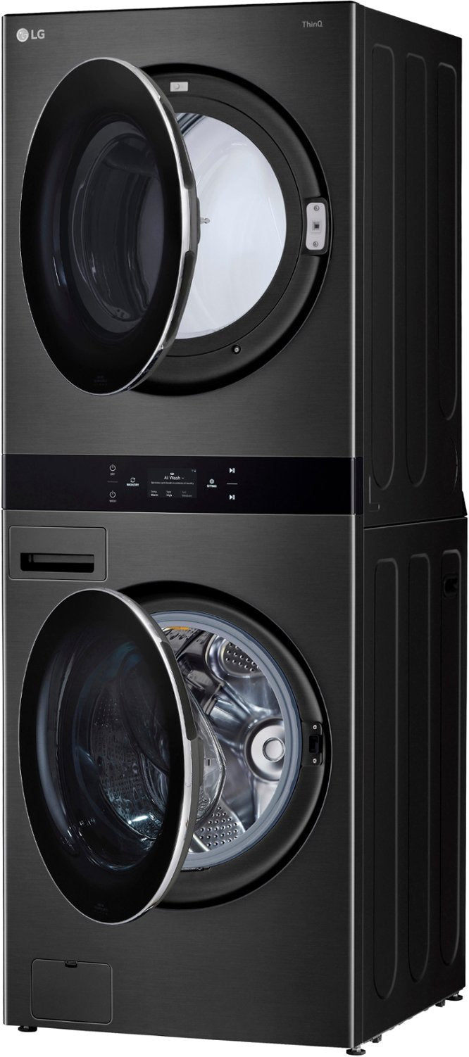 LG WashTower Stacked SMART 5.0 Cu.Ft. Front Load Washer & 7.4 Cu.Ft. Electric Dryer w/ Steam