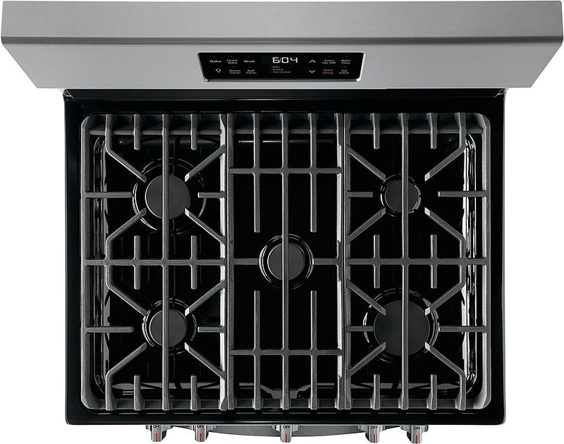 Frigidaire Gallery 30" 5.0 Cu. Ft. Gas Range with Steam Clean and Quick Bake Convection in Smudge-Proof Stainless Steel