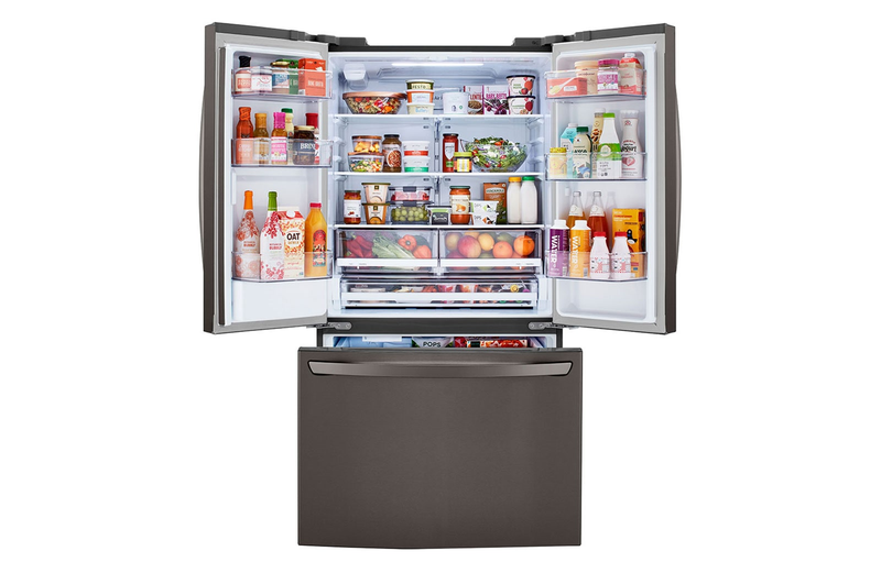 LG - 29 cu. ft. French Door Refrigerator w/ Multi-Air Flow and SmartPull Handle Printproof Black Stainless Steel, ENERGY STAR