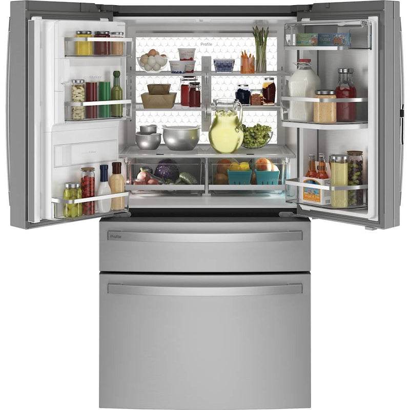 GE Profile - 27.9 Cu. Ft. 4-Door French Door Smart Refrigerator with Door-In-Door - Stainless steel