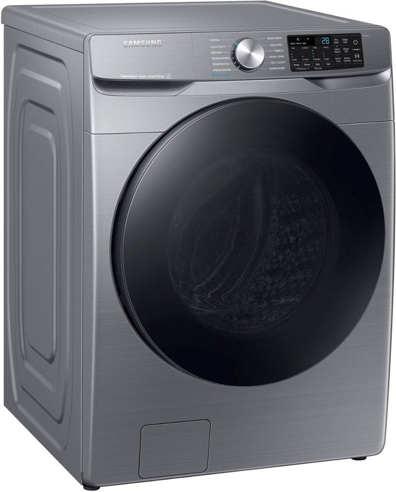 Samsung 4.5 cu. ft. Stackable Front Load Washer in Silver with Spin Speed Option, Water Heater, and Wi-Fi Connectivity