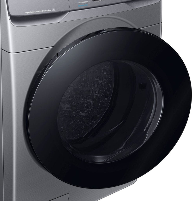 Samsung 4.5 cu. ft. Stackable Front Load Washer in Silver with Spin Speed Option, Water Heater, and Wi-Fi Connectivity