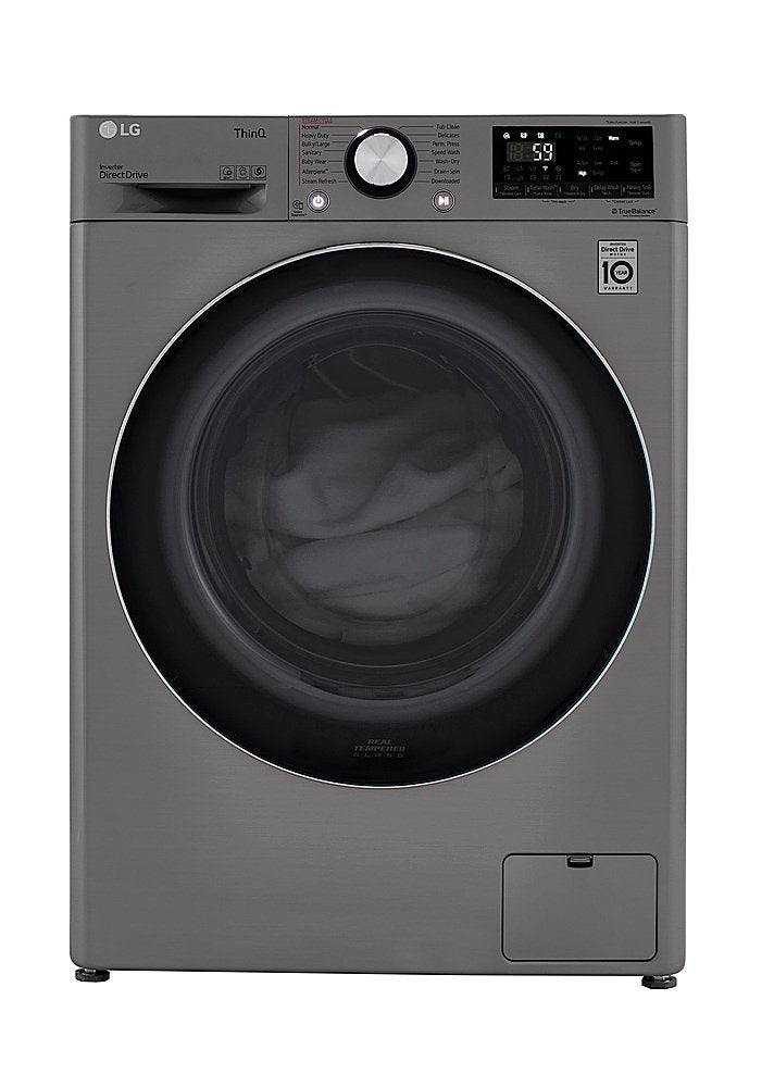 LG 24 in. W 2.4 cu. ft. All-in-One Compact Smart Front Load Washer & Ventless Dryer Combo with Steam in Graphite Steel