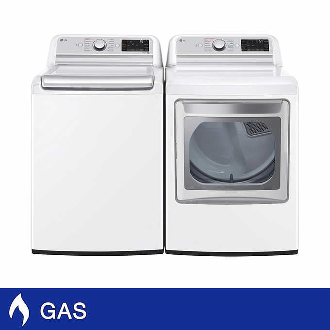 LG 5.5 cu. ft. Top Load Washer with Allergiene Cycle and 7.3 cu. ft. Dryer with TurboSteam