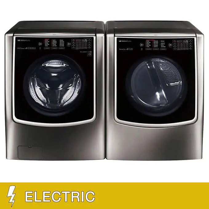 LG SIGNATURE 5.8 cu. ft. Mega Capacity Front Load Washer and 9.0 cu. ft. ELECTRIC Dryer with TurboSteam